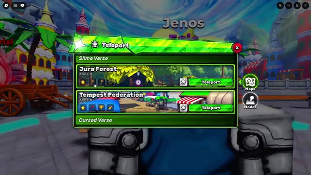 World Fighters teleport menu showing multiple playable worlds
